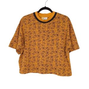 Southern Lights vintage tee boxy fit oversized floral tiki print retro yellow